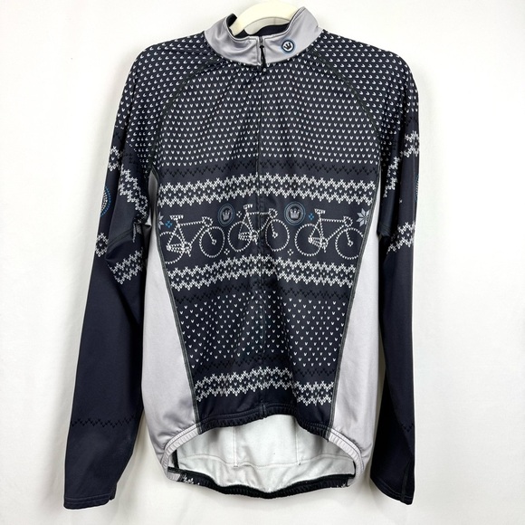 Canari Jackets & Blazers - Canari Cycling Jacket Full Zip Warm Black/Grey Bike Print Back Pockets Women’s L